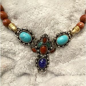 Vintage Necklace with Pendant semi-precious stones